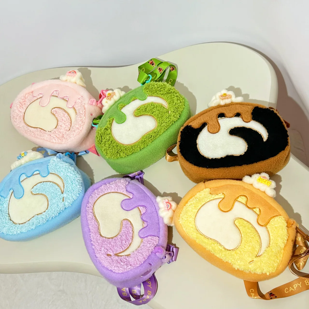 

2025 Fluffy Swiss Roll Coin Purse Crossbody Bag Cute Plush Mini Storage Pouch Soft Plush Toy Bag for Women Girls