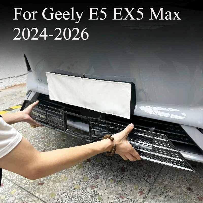 

For Geely E5 EX5 Max 2024-2026 Front Grille Bug Screen Mesh + Radiator Stone Guard with Decorative Styling Insert
