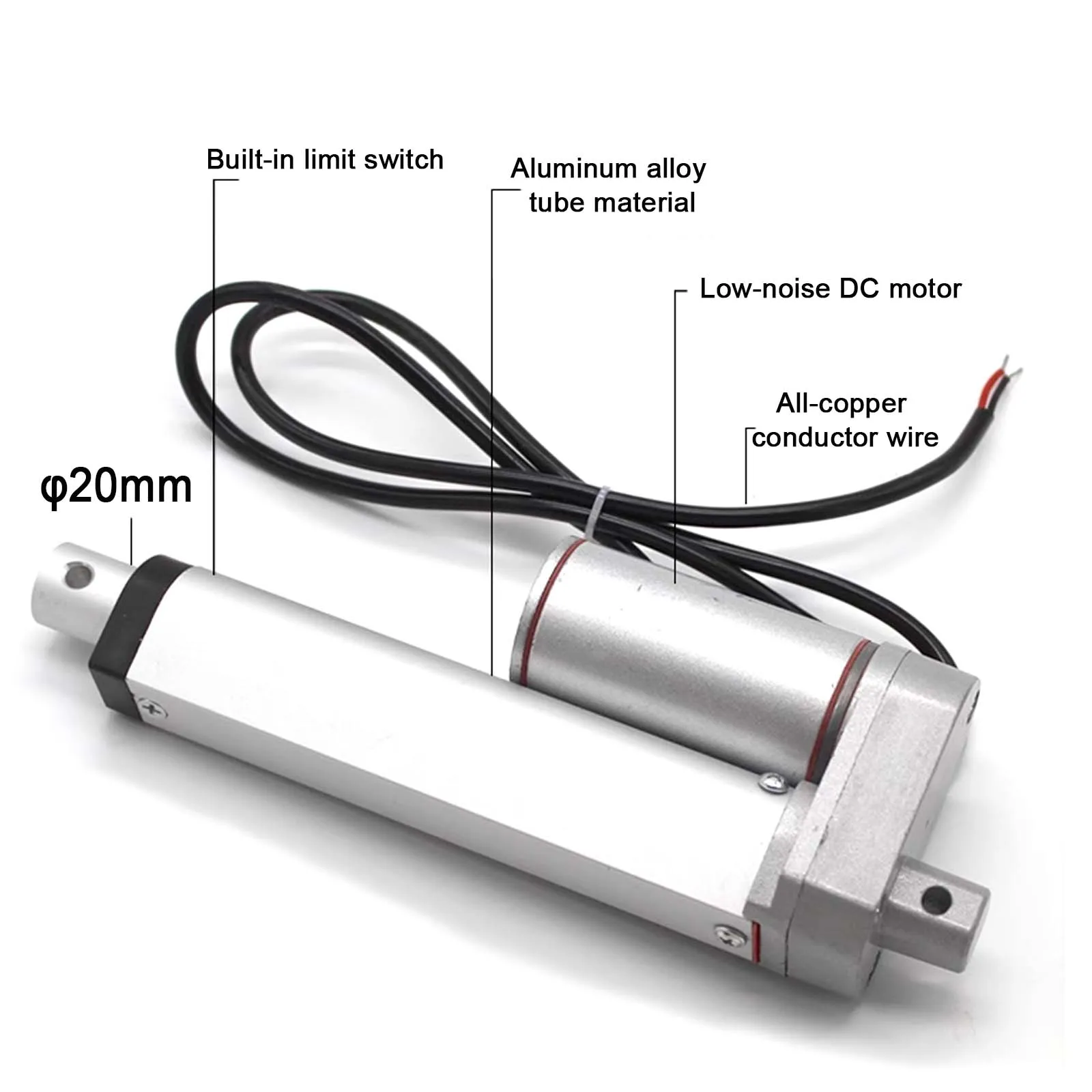 محرك تخفيض ترددي 24 فولت، جهاز دفع سحب قضيب تلسكوبي صغير للرفع الكهربائي 100 مم #3