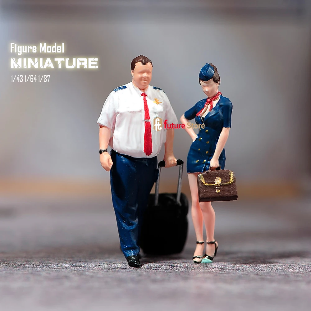 ANT Resin 1/87 1/64 1/43 Flight Attendant Civil Aviation Captain Miniature  Figure Model Creative Photography Aircraft Model Toy