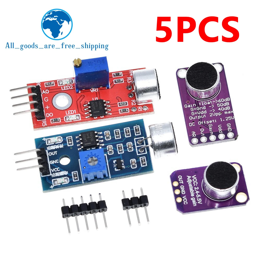 TZT 5PCS Selling Sound sensor module sound control sensor MAX4466 MAX9814 Switch detection whistle switch microphone amplifier