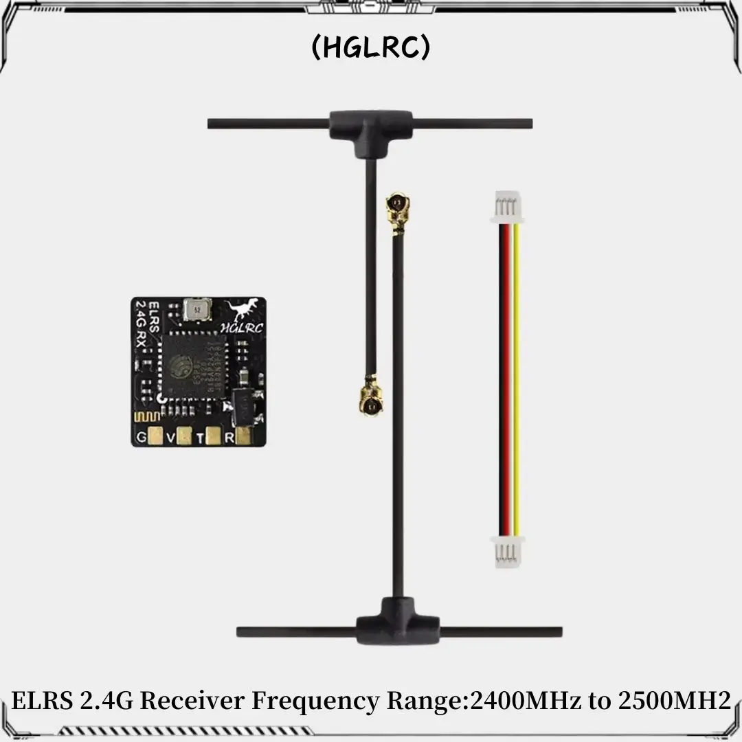 HGLRC ELRS 2.4G Receiver 500MHZ Refresh Rate ELRS 3.0 with Omni-directional Antenna for RC Airplane FPV Long Range Drones