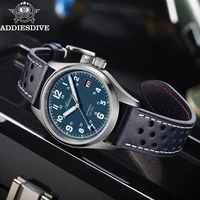 Reloj Automático ADDIESDIVE para Hombre NH35A Reloj Mecánico Reloj Analógico Resistente al Agua Cristal de Zafiro BGW9 Luminoso con Correa de Cuero