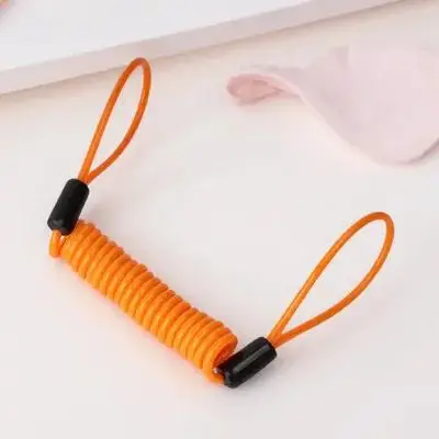 Orange 1.2m Coiled Disc Lock Wire Cable 2Mm Diameter 2 Ends for Motorcycle Scooter Bike Disc Brake Lock Safety Rope