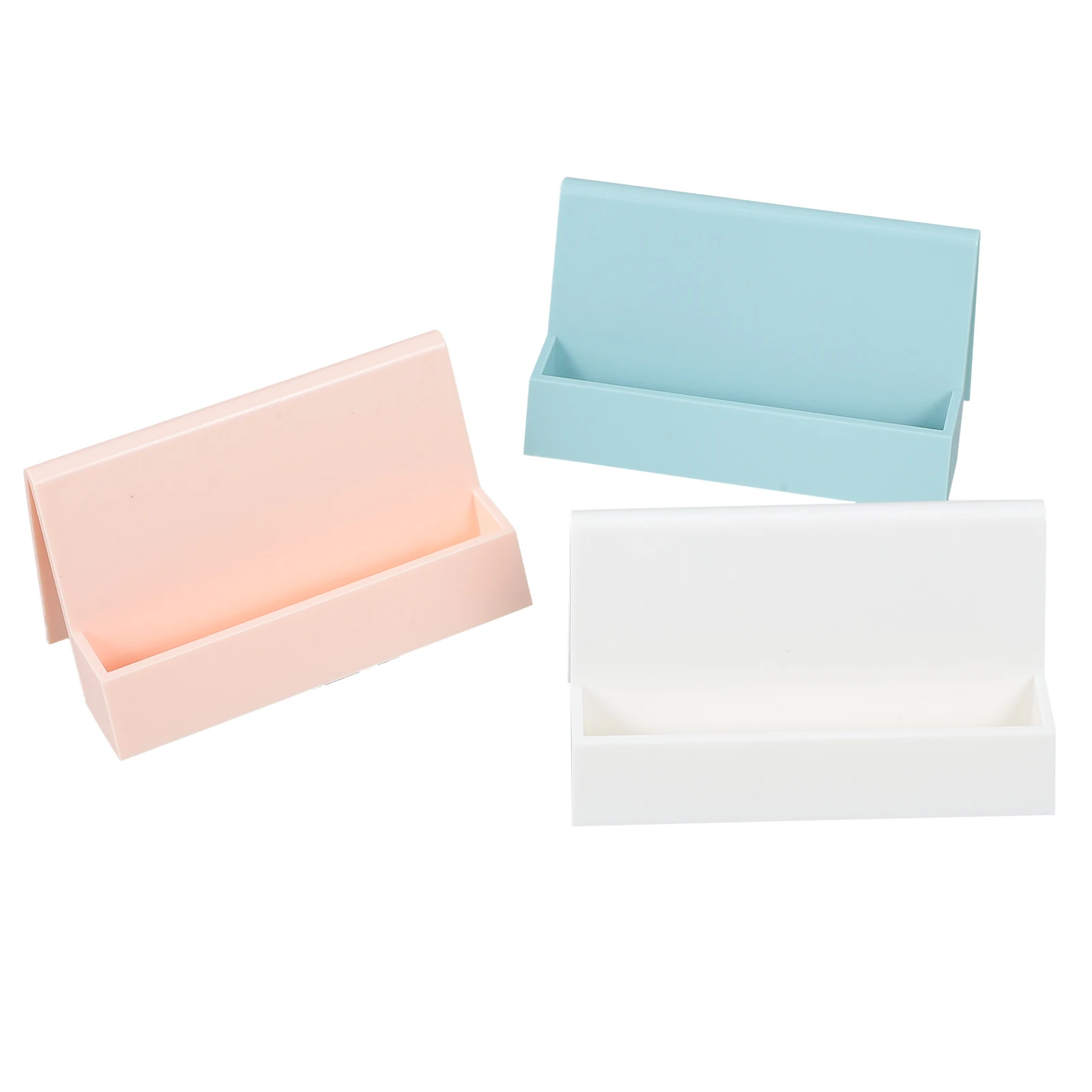 

3 Pcs Business Cards Box Display Stand Stands for Holder Rack Metal Name Office