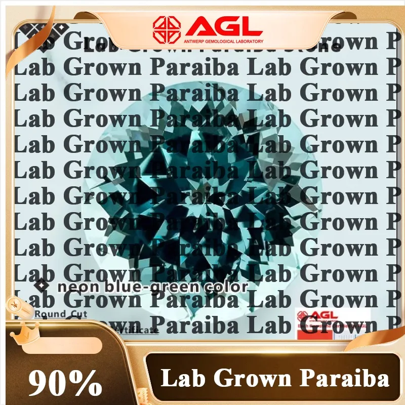 

Par-Lab Grown Paraiba Gemstone Round Cut Neon Blue Synthetic Tourmaline Loose For Jewelry Setting&Custom Selectable Certificate