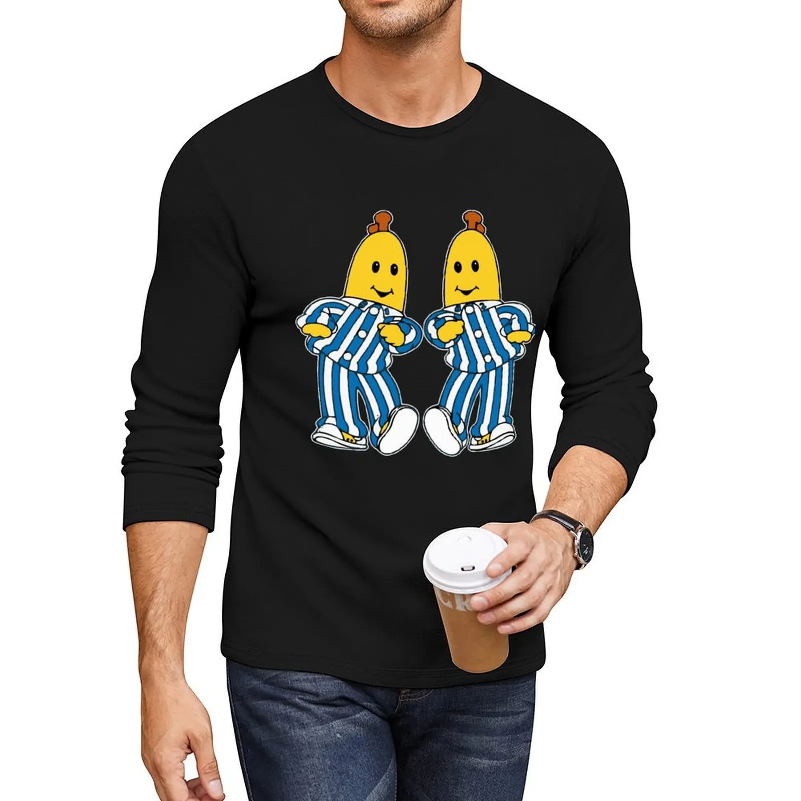 bananas in pyjamas best friend Long T-Shirt man clothes korean fashion mens graphic t-shirts funny