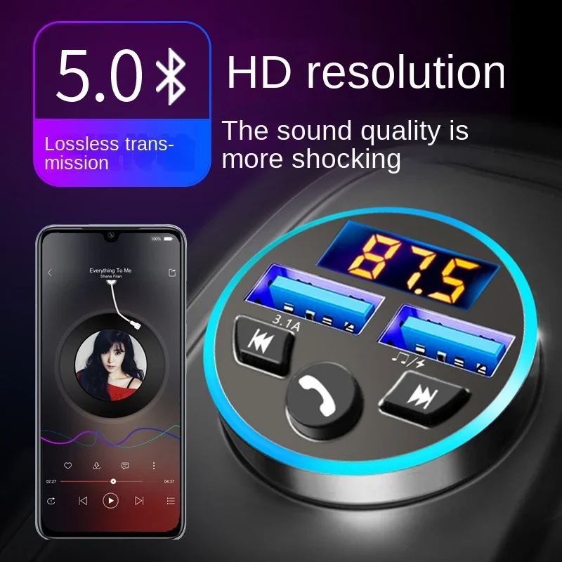 New Style 3.1A Dual USB Car MP3 Player Car Fm Bluetooth Receiver QC3.0 Cigarette Lighter Fast Charging Car Charger Power Adapter