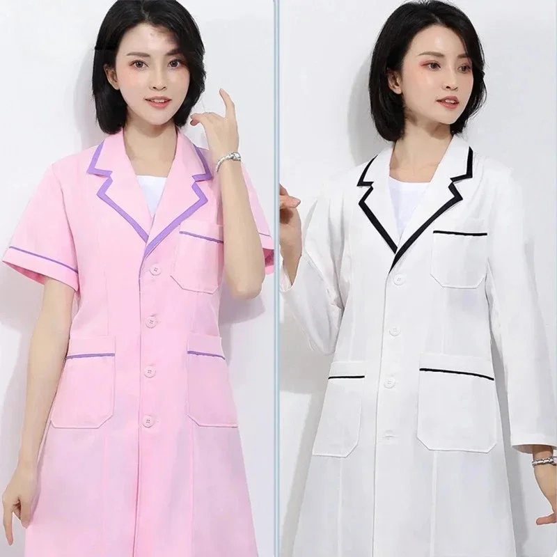 

Spa Uniform Beauty Salon Coat Short Dress With Custom Scrubs Uniform Lab Coats Beautician Size Jacket Clinic Nurse Tops New