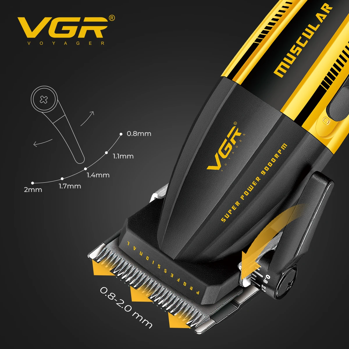 9000RPM VGR V-285 メンズバリカン LED ディスプレイ DLC ブレードコードレスセラミックブレードプロフェッショナルヘアカットマシンヘアトリマー