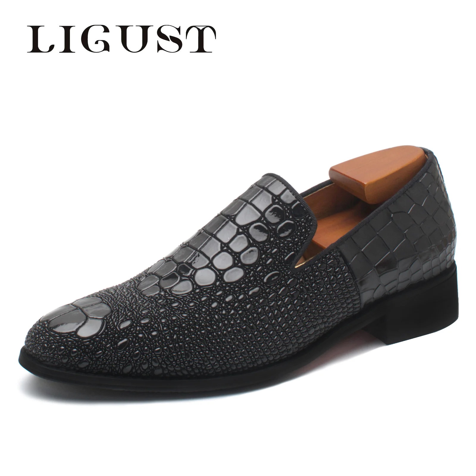 

LIGUST Handmade Loafers Men Casual Office Business Shoes Made 100% Genuine Leather Outdoor Daily of Man Footwear Black Shoes