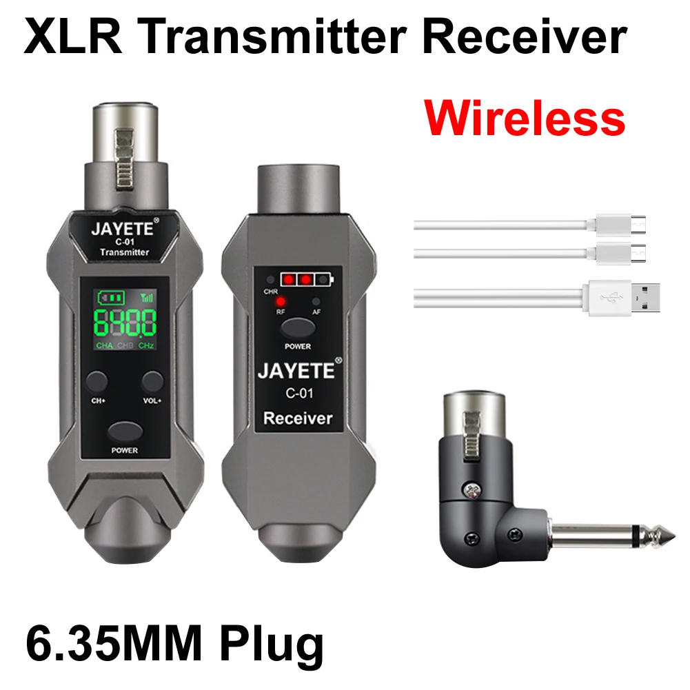 

XLR Wireless MicroPhone Mic Transmitter and Receiver XLR Handheld Mic Connector Adapter with HD Display and Rechargeable battery