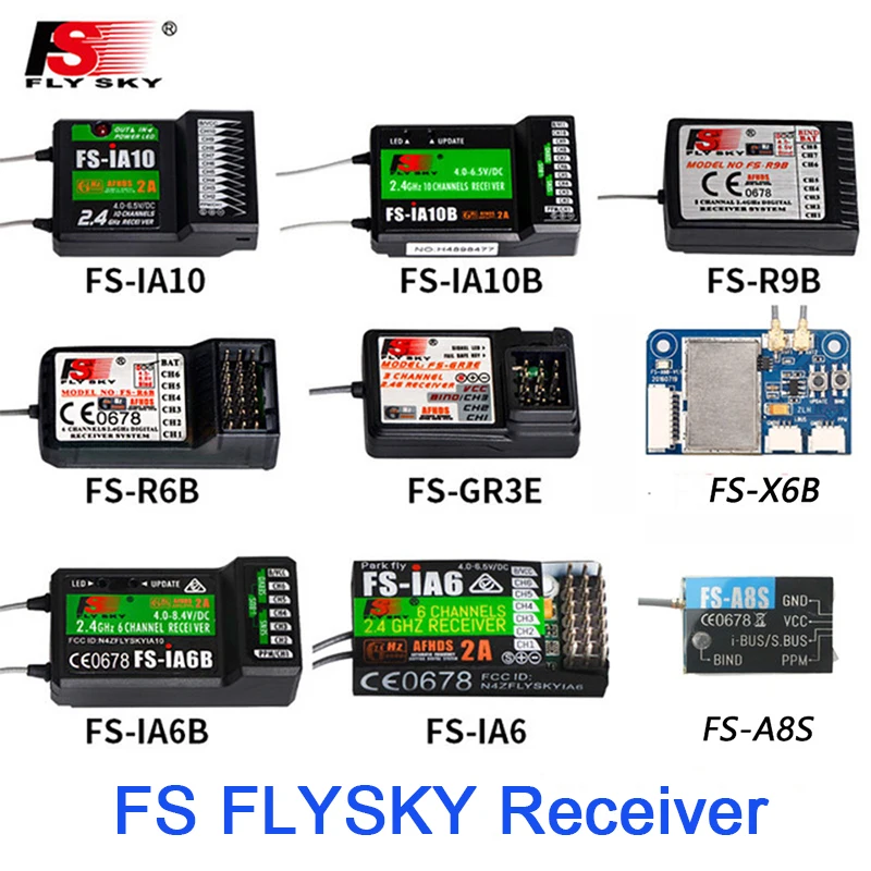 

FlySky FS-R6B FS-GR3E FS-IA10B IA6B X6B FS-A8S receiver receptor para i6 i10 CT6B T6 TH9x transmisor de Control remoto partes