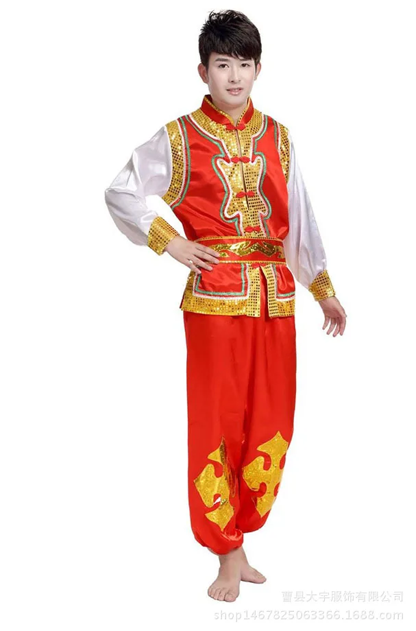 ew Festival Ethnic Costume Performance Costume Men's Yangko Costume Dragon Dance Costume Lion Dance Costume Gong and Drum Team