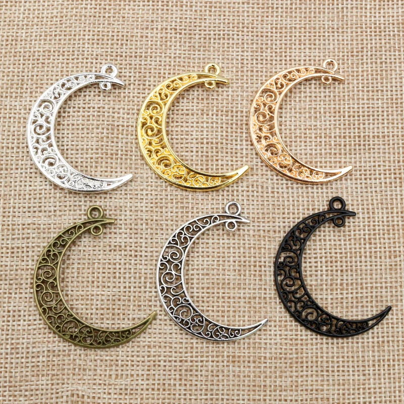 10pcs 41x30mm 7 Colors Plated  Moon Style Handmade Charms Pendant:DIY for bracelet necklace