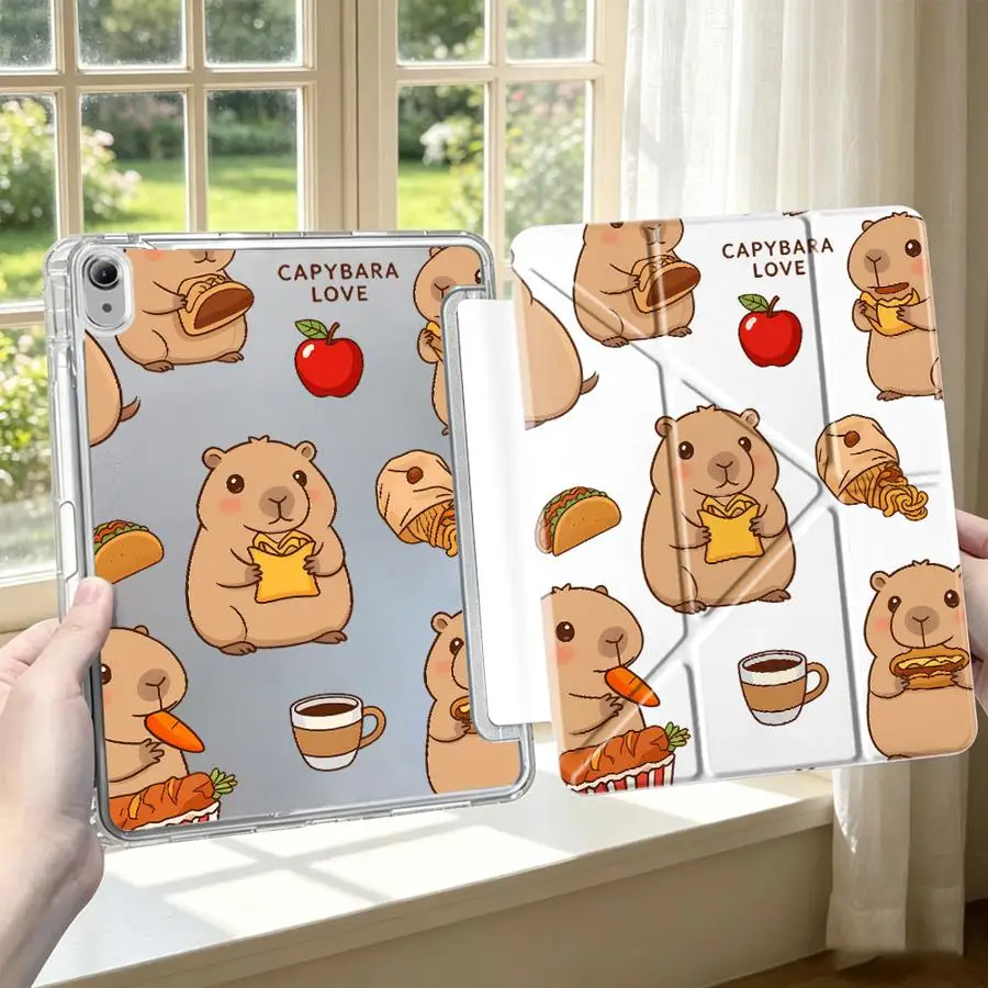 Cute Capybara Tablet Case For Samsung Galaxy Tab S9 Plus A9 Plus S7 FE A11 A8 S10 Lite S8 With Pen Slot Cover