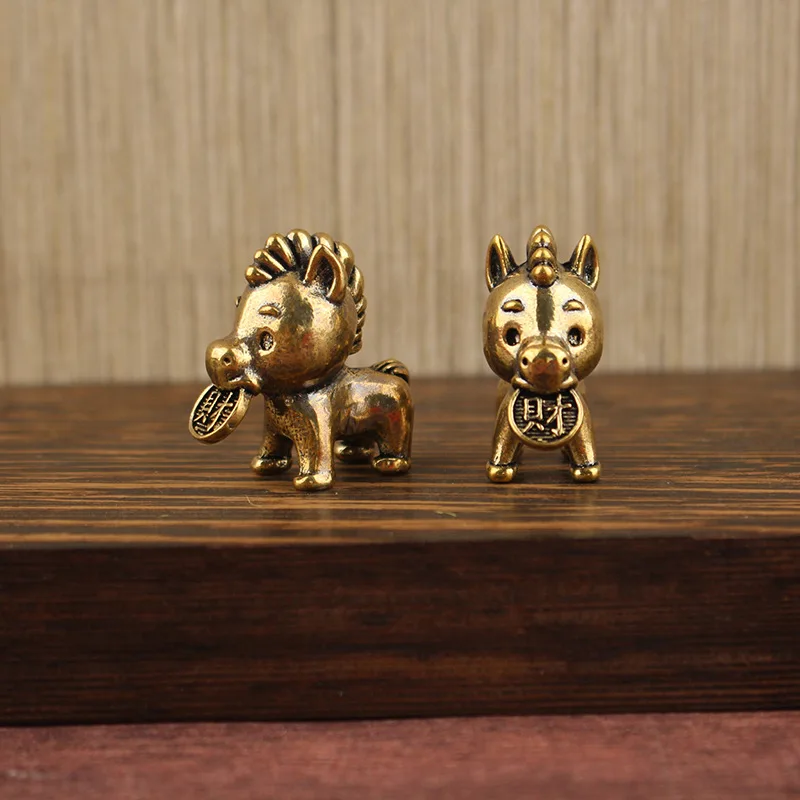 Brass Cute Animal Entryway Coffee Table Decoration Pony Coin Chewing Small Ornament