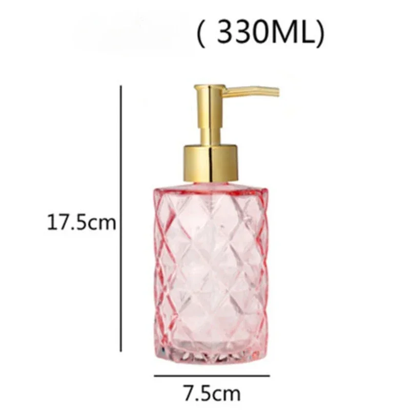 Glass Soap Dispenser Bottle Bathroom Liquid Shampoo Shower Gel Bottle Refillable Storage Container Soap Press Empty Bottles