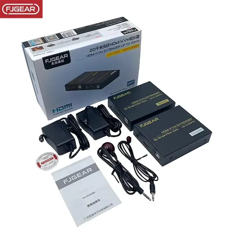FJ-HUK20 Fjgear Easy Operation Simple Connection 1920*1080 20Km to Lan Usb Kvm Extender 20Km