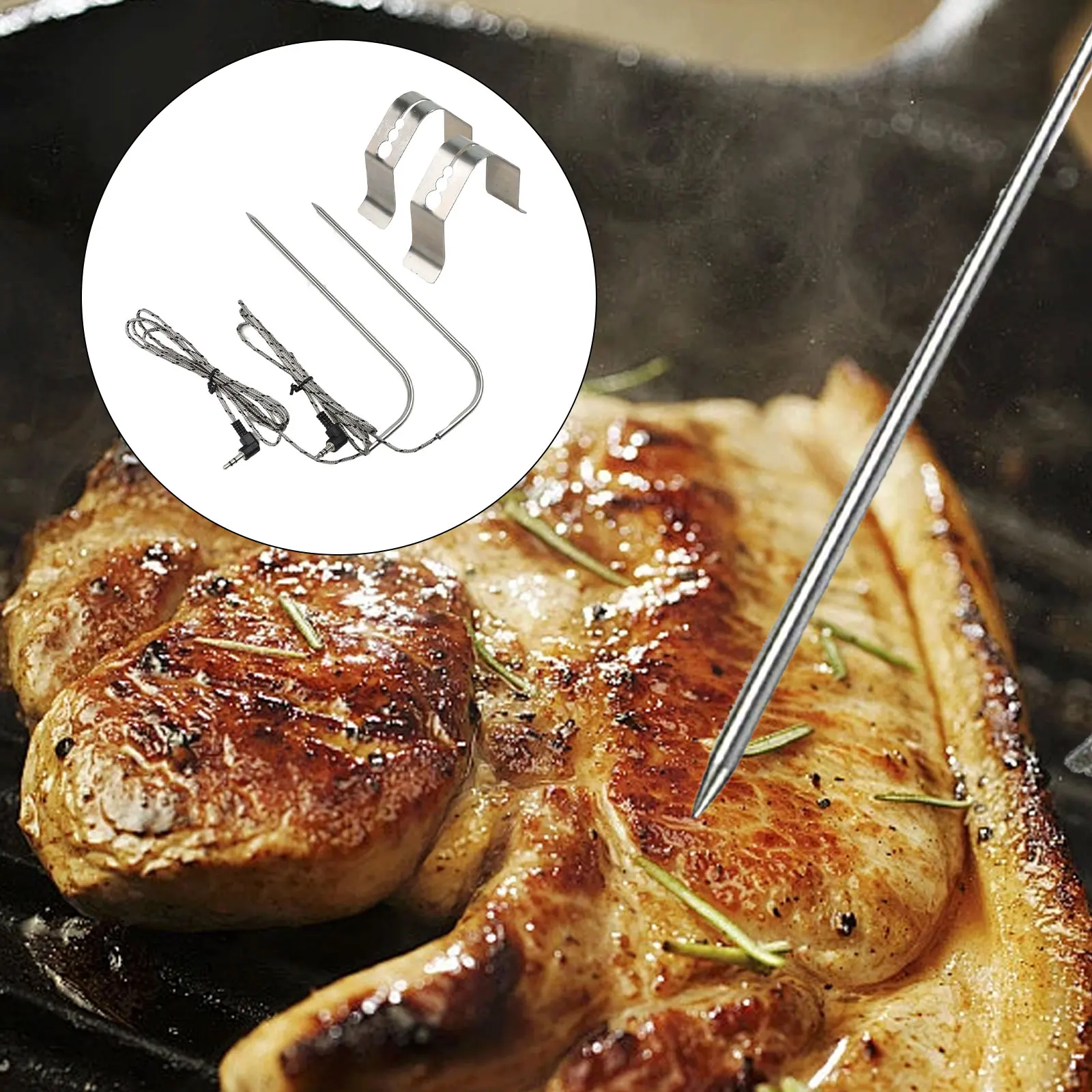 

With Clips Meat Probes Grilling Roasting Temperature Measurement Grill Accurate BBQ Easy To Clean For BBQ Grill