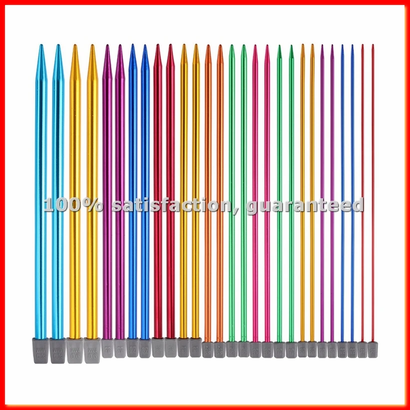 14PCS Stainless Steel Knitting Needles Set Pointed Needles Knitting Crochet Supplies for Beginners Handmade(2-10mm) 25cm-ABAM