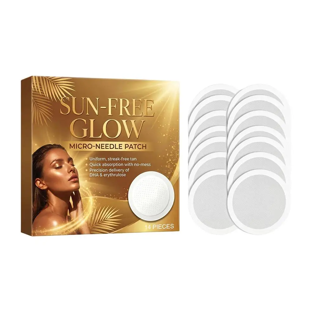 14Pcs Sun-Free Glow Microneedle Tanning Patch DHA Natural Self Tan Bronzer Sticker Breathable Skin Care Self Tanning Body Patch