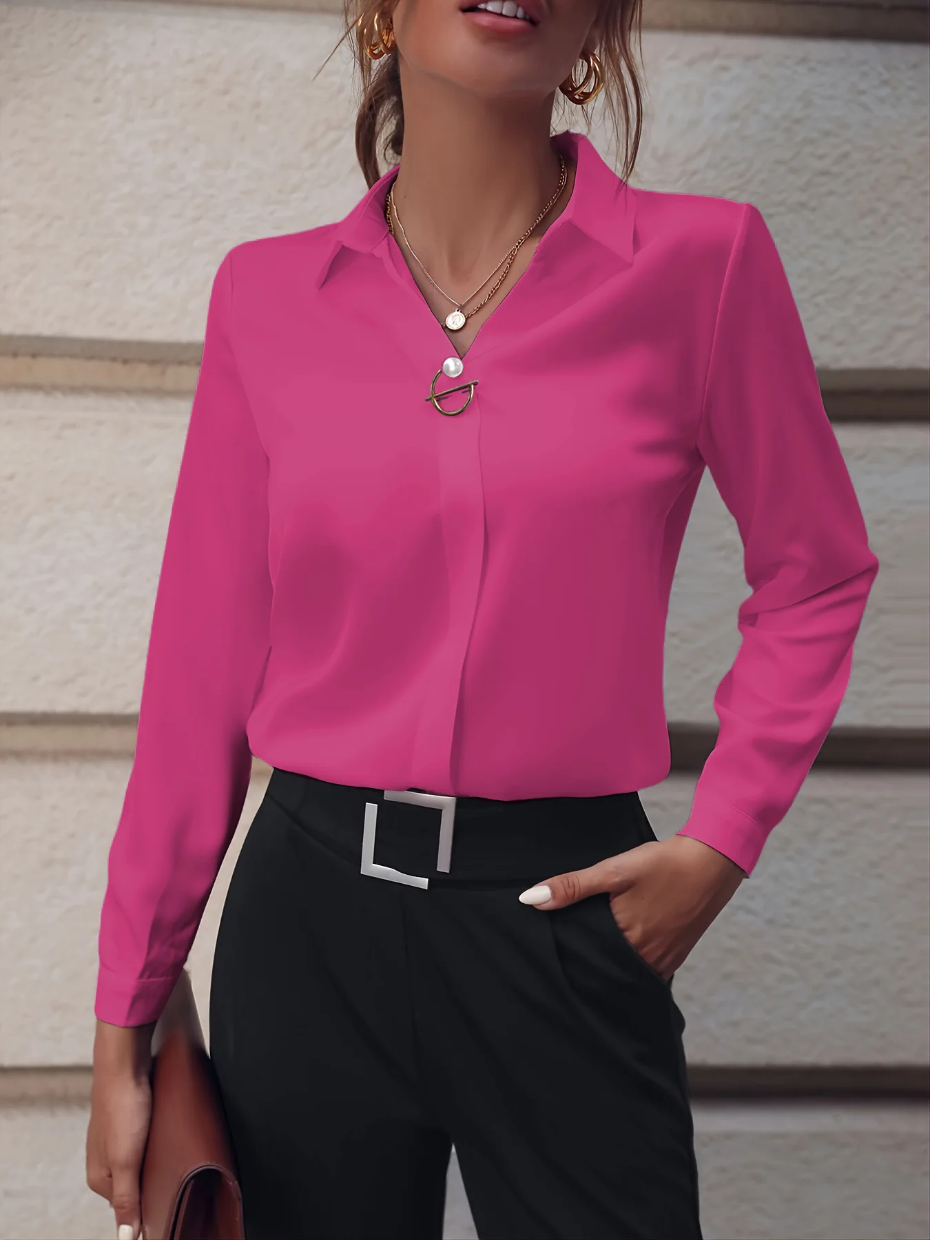 

blusas para mujer Women Spring Summer Style Blouses Shirts Lady Office OL Style Turn-down Collar Long Sleeve Color Blusas Tops