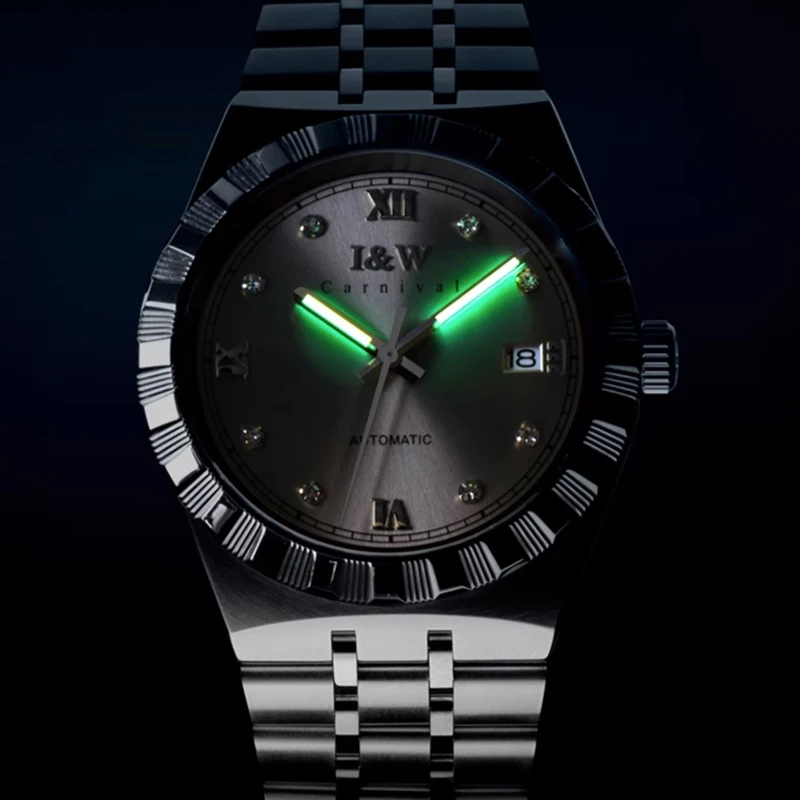 Carnaval Merk Iw Serie Nieuwe Luxe Nh35a Beweging Mechanisch Horloge Voor Mannen 50M Waterdicht Saffier Glas Mode Heren Horloges