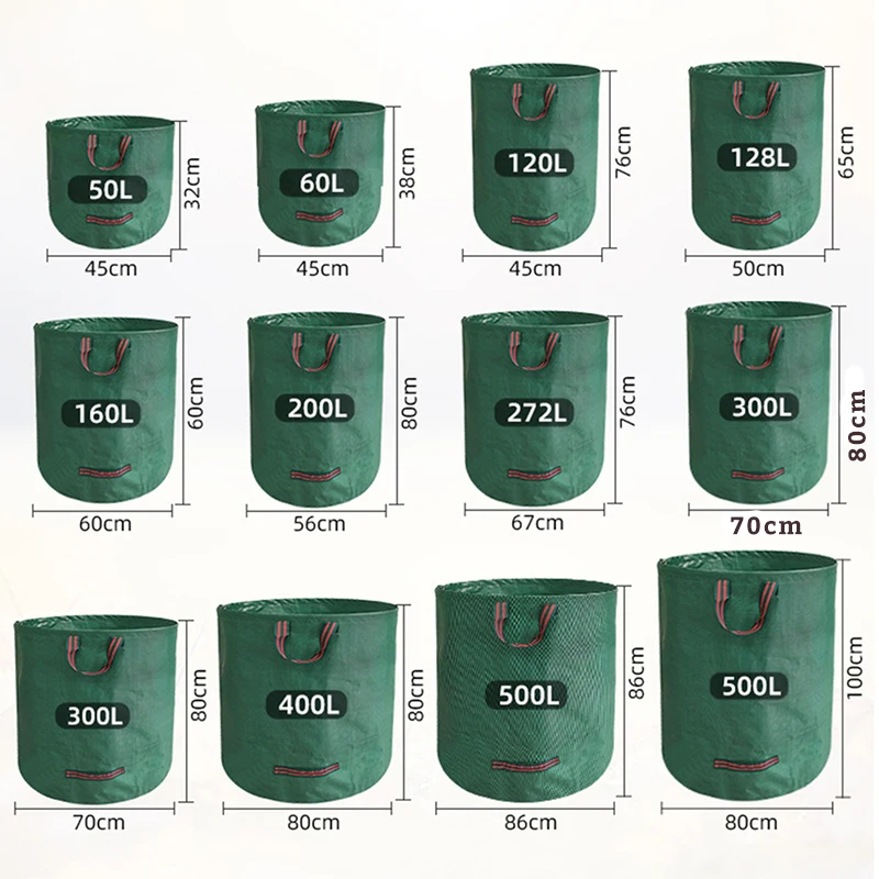 مجموعة أكياس نفايات الحديقة PP شديدة التحمل - أكياس حطام ساحة قابلة لإعادة الاستخدام مع قماش صناعي ومقابض للنباتات وجمع الأوراق