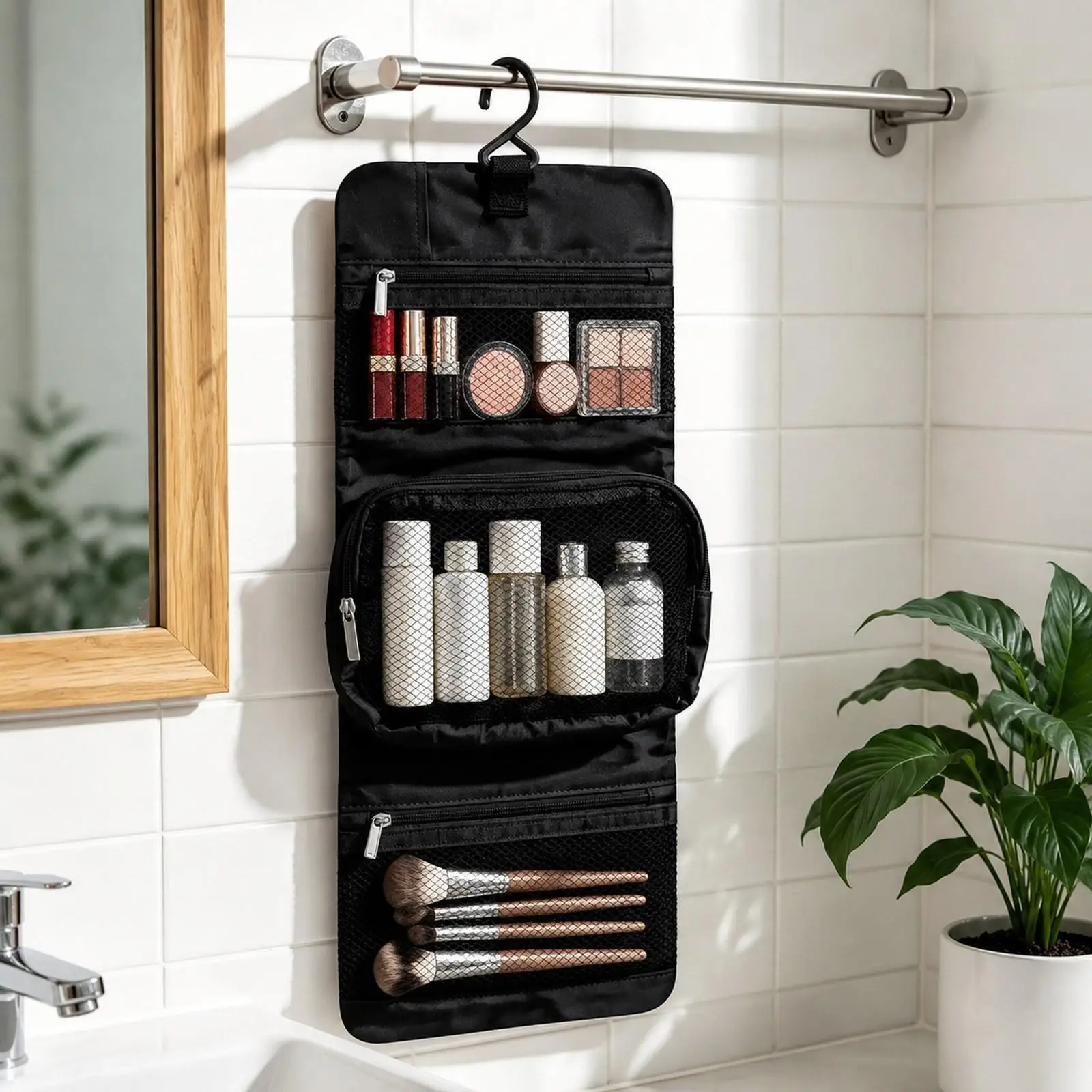Hanging Toiletry Bag Waterproof Practical Compartments Multifunction Cosmetic Bag Makeup Bag Toiletry Organizer for Dorm Camping