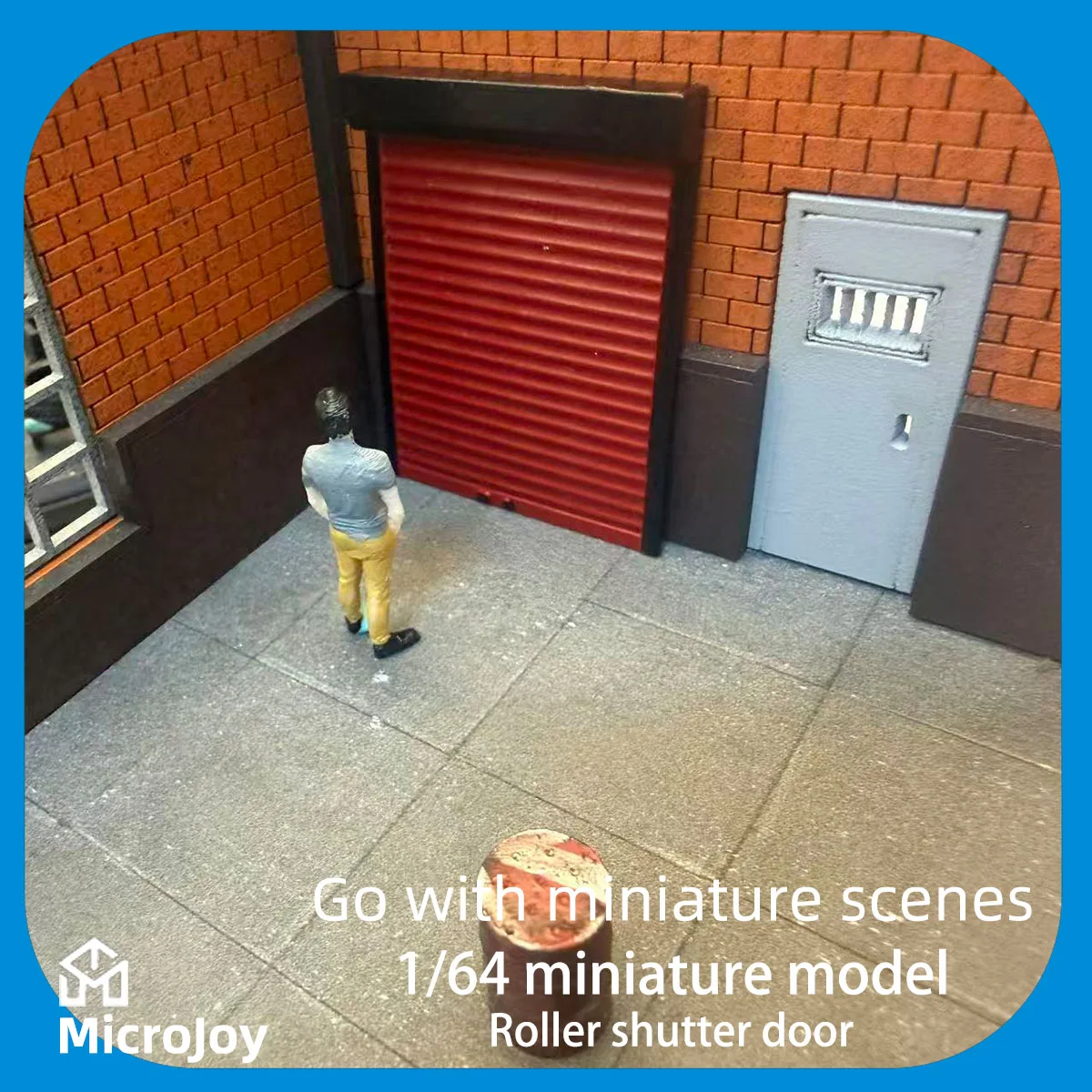 Detailed Scene: 1:64 Scale Miniature Model Repair Shop Mini Rolling Shutter Door Ornament Car Model Scene with Vintage Effect