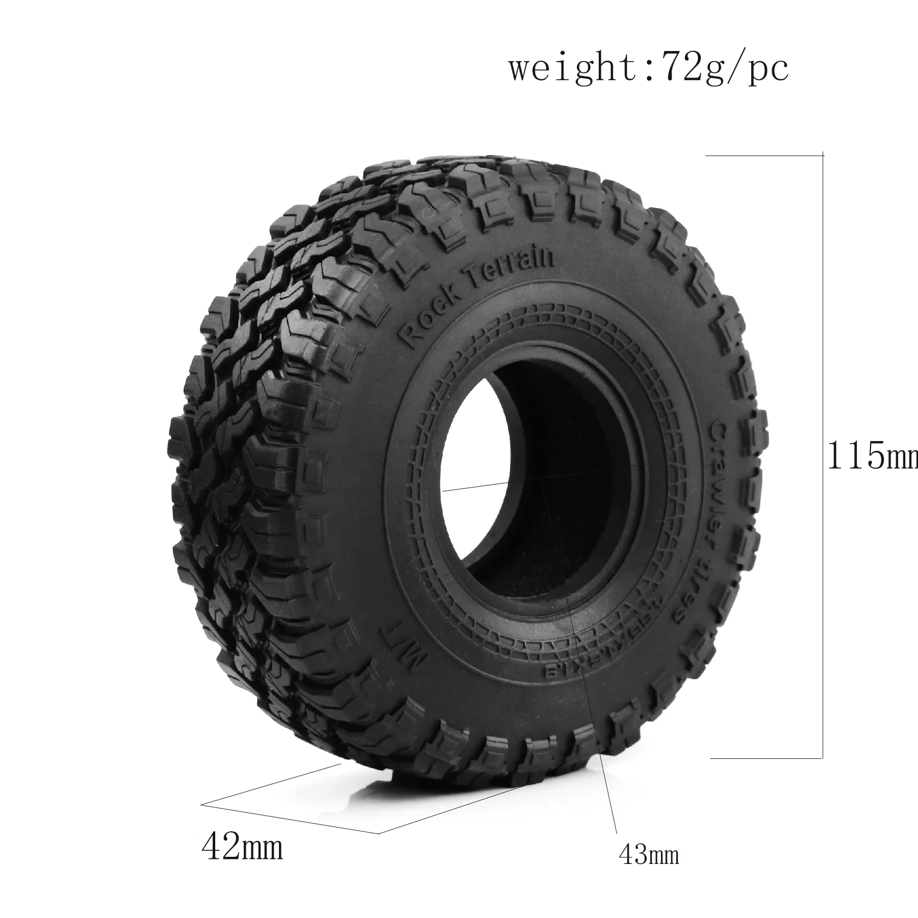 4PCS 1.9 Inch RC Crawler Tires All Terrain Rubber Tyres OD 90mm for Axial SCX10 90047 SCX10 III SCX10 Pro AXI03007 Redcat Gen8 T