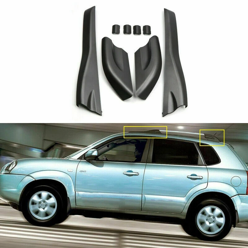 Rieles de techo de 4 piezas para Hyundai Tucson, carcasa de cubierta de extremo de estante, 2004 -2008