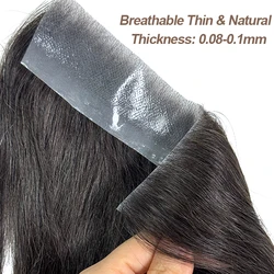 Tupé Frontal en V para hombres, piel fina PU, Color marrón y Rubio, peluca Frontal con bucle de 2,5x16 V, pelucas de cabello humano para hombres, línea de frente Invisible
