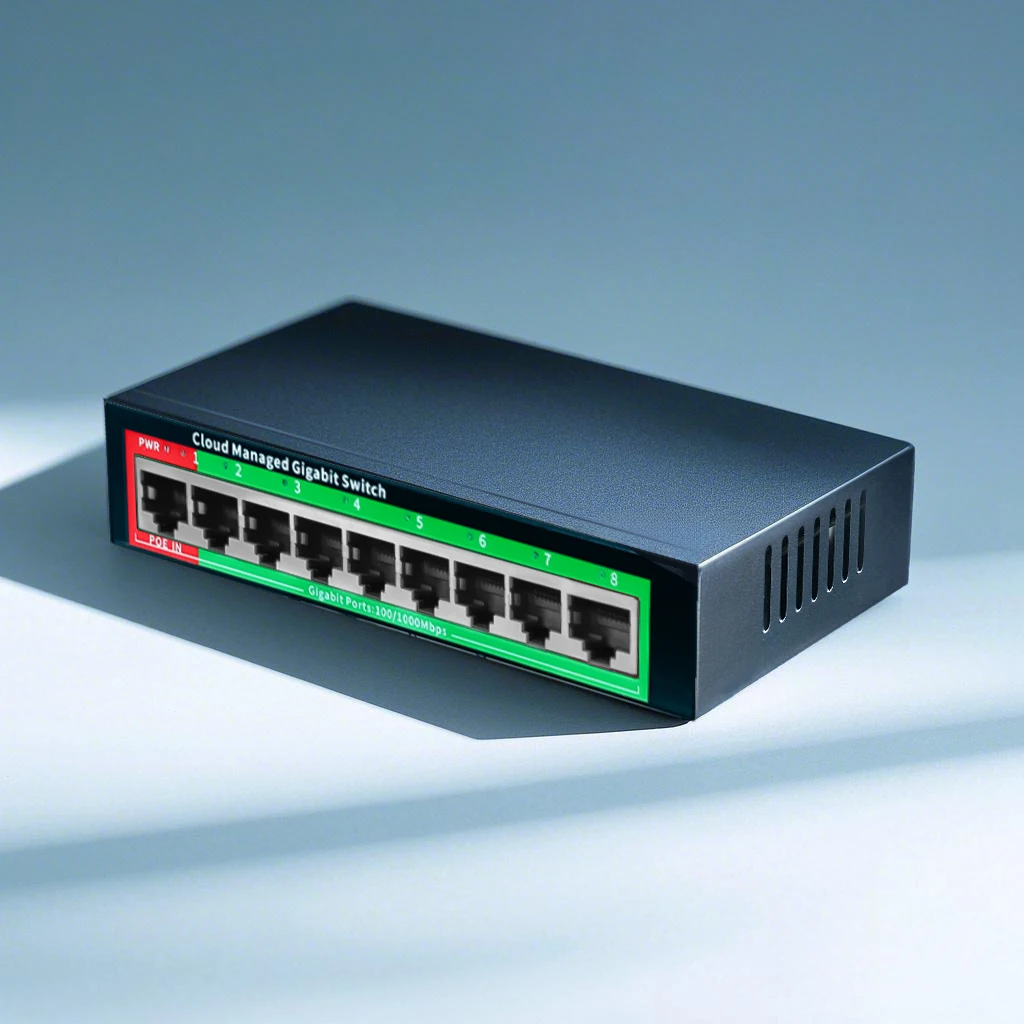 OEM/ODM Cloud Managed 8-Port 10/100/1000Mbps Gigabit Switch with APP/WEB Management PoE Support VLAN/QoS Model GS108