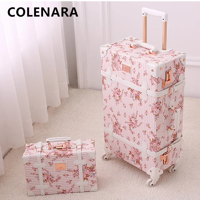COLENARA High-quality Suitcase PU Boarding Box Large-capacity Trolley Case Women's 20