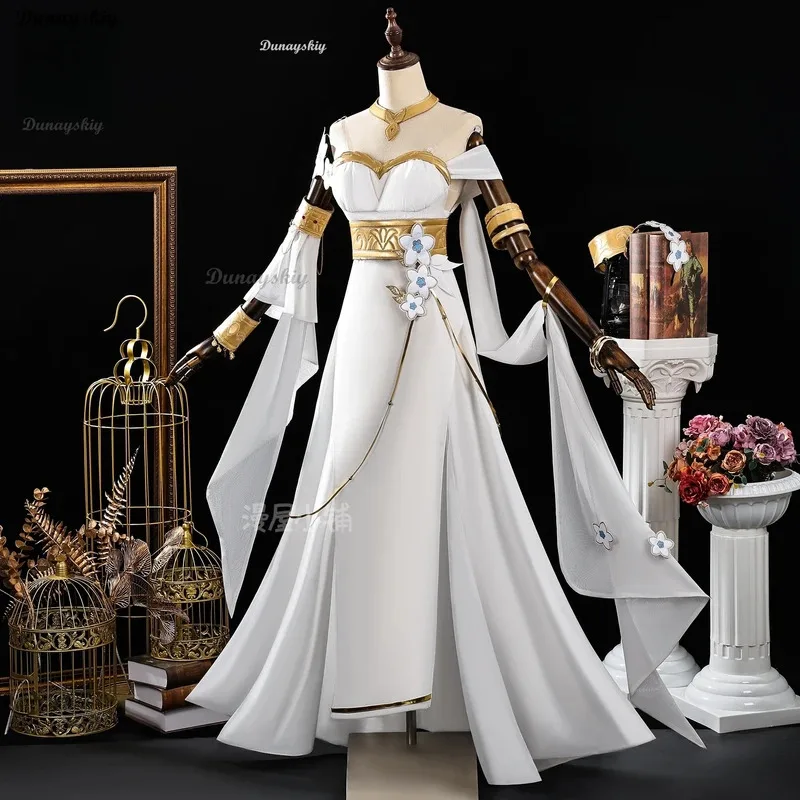 

COSda@Honkai Star Rail Tribios White Dress Cosplay Costume Wig Headwear Props Full Set Girl Chrysos Heirs Amphoreus Carnival Pa