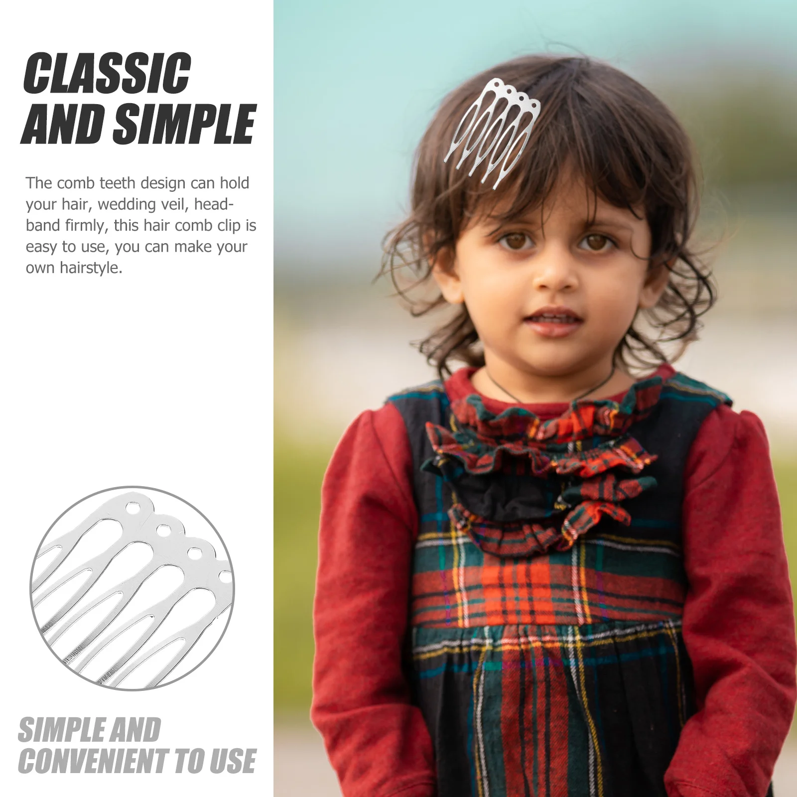 

50 шт. металлических боковых заколок для волос с 5 зубцами, прочные свадебные заколки для причесок, идеально подходят для вечеринок, выпускных и юбилеев