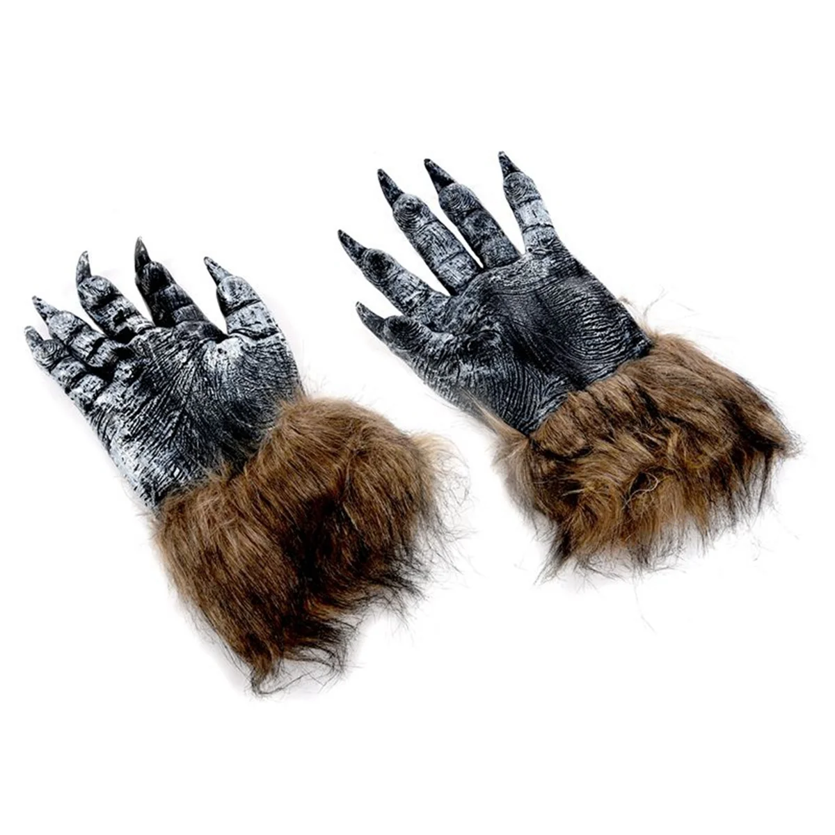 A72P 2 Pair Wolf Gloves Halloween Mask Animal Mask Set Masquerade Wolf (Size: L, Color: Black)