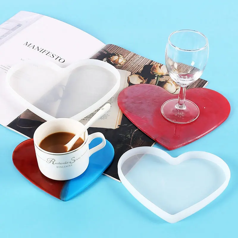 1pcs/lot Heart-shape Tray Silicone Casting Epoxy Molds for DIY Resin Tray Coaster Jewelry Crystal Moulds Handmade Crafts