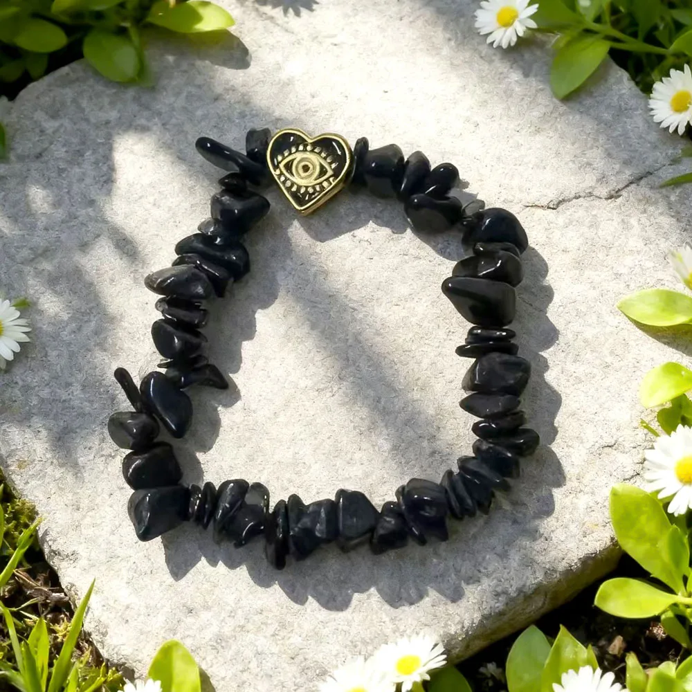 

2025New1PCS handmade irregular black semi-gem eye women's bracelet suitable for gifts or birthday gifts