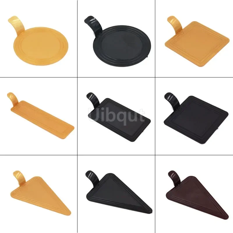 100pcs/set Golden black silver Mousse Mat Bottom Cake Base Boards Paper Board Shape Dessert Tray Christmas Cake Decoration Tools