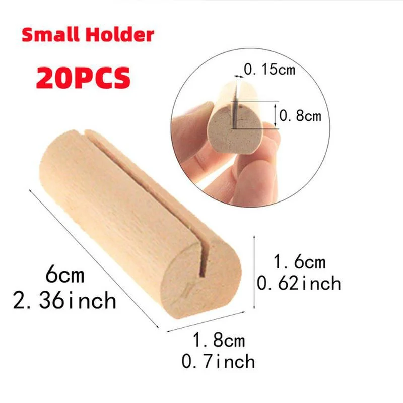 10/20Pcs Wooden Place Card Holders Base Name Card Table Number Holder Photo Holder for Xmas Wedding Decorations (Without Cards)