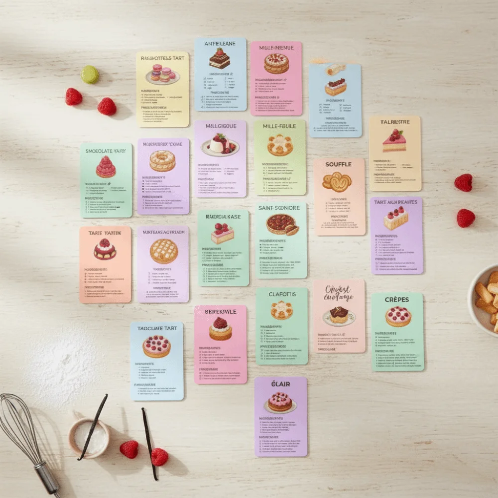 Vintage Dessert Baking Recipe Cards Retro Ingredient Lists Baking Dessert Recipe Cards Pocket-Sized Step Instructions