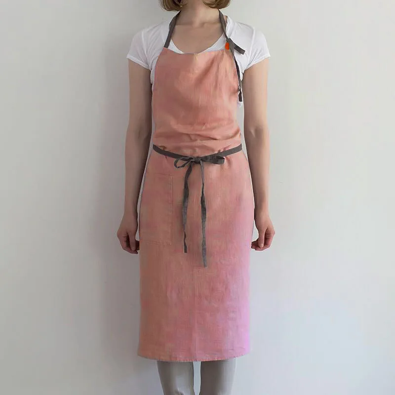 Apron エプン New Foreign Trade Linen High End Japanese Korean Factory Simple Beauty Nail Coffee shop workwear