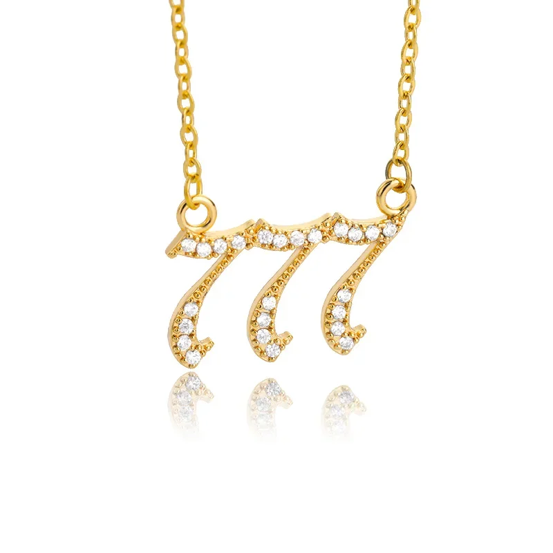 Stainless Steel Angel Number Necklace 111 222 333 444 555 666 777 888 999 Charms Zircon Pendant Necklaces For Women Birthday