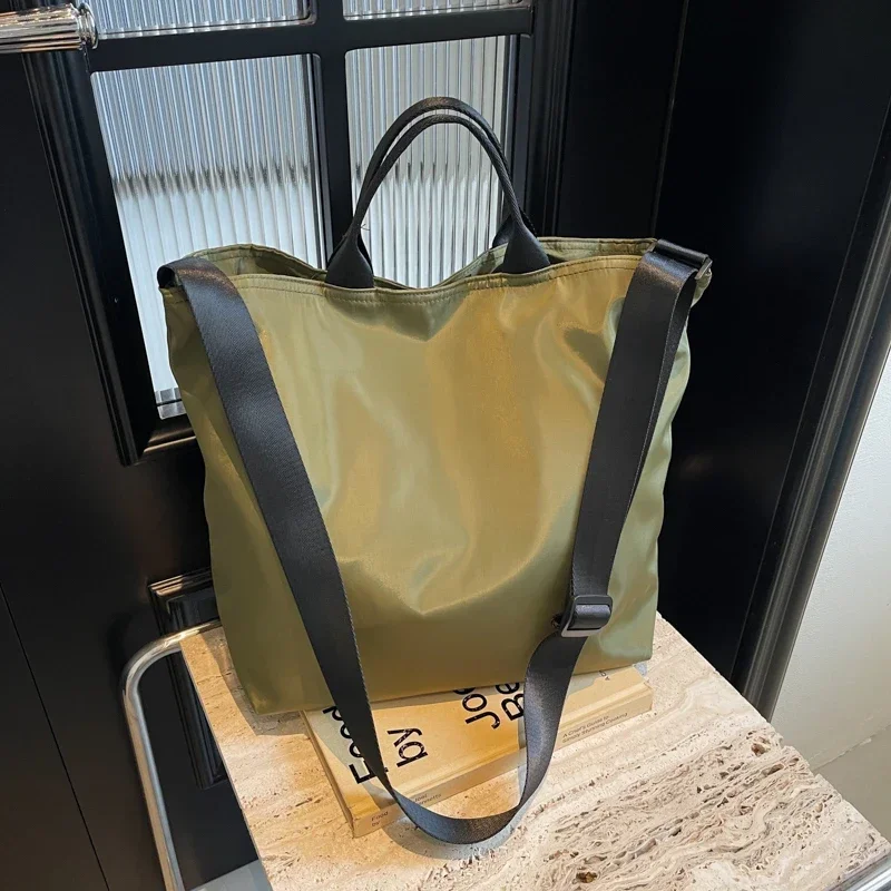 Nylon Large Capacity Handbag 2025 Hot Selling Simple Casual Crossbody Bag Soft Versatile Popular Zipper Solid Color Shoulder Bag