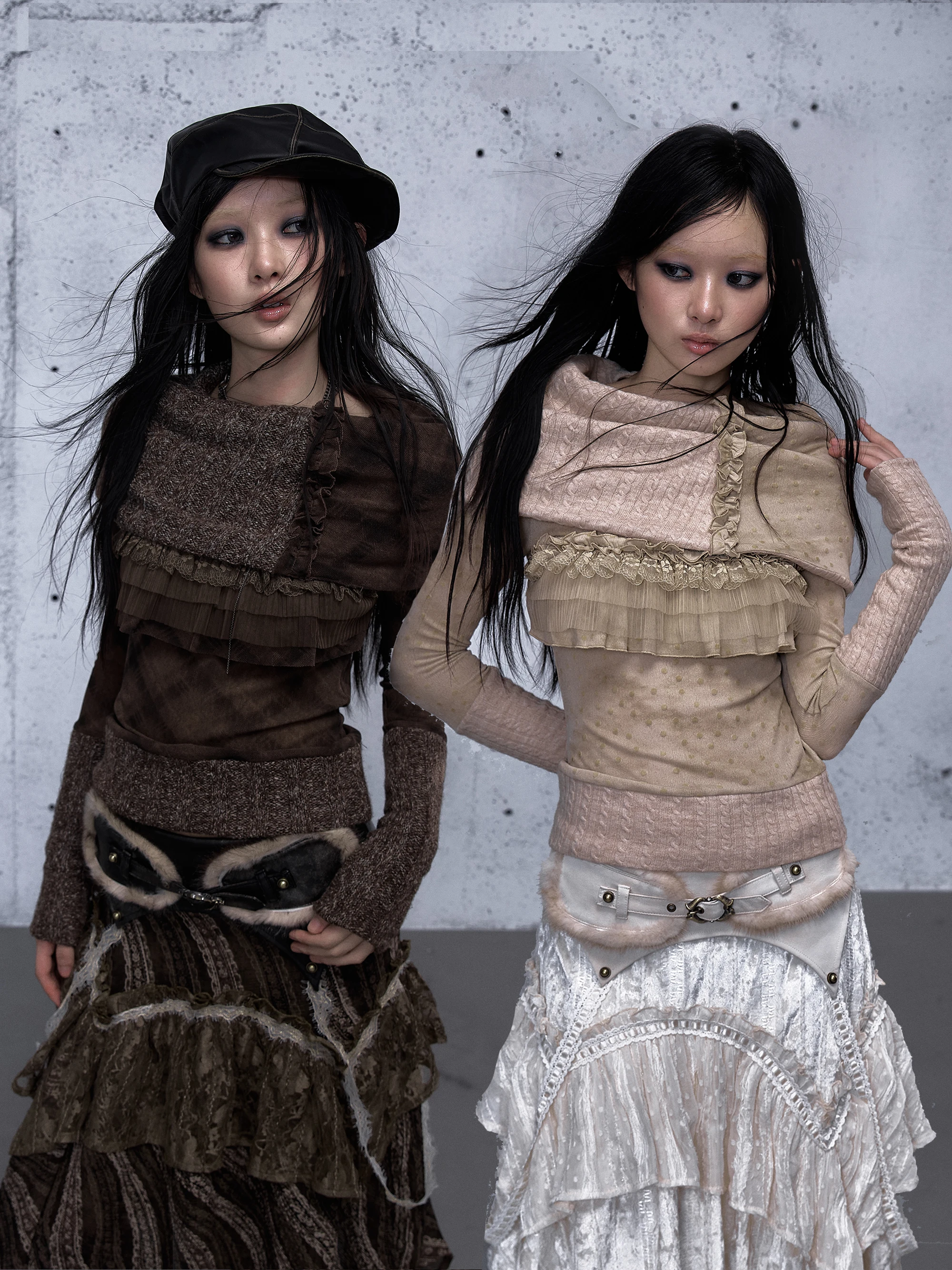 

Ретро-пунк: Съемный шарф-воротник, вязаная кофта из шерсти с круглым вырезом, женская модная зимняя одежда