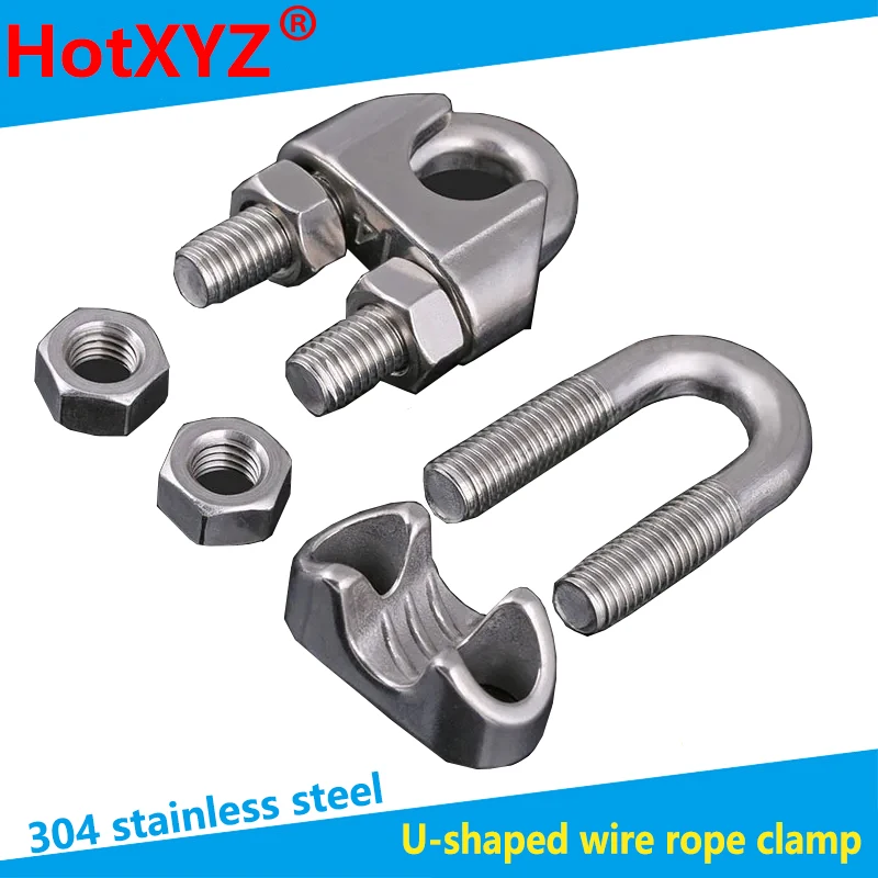 Assembly DIN741 304 Stainless Steel Clip U-Shaped Wire Rope Clamp 2PCS