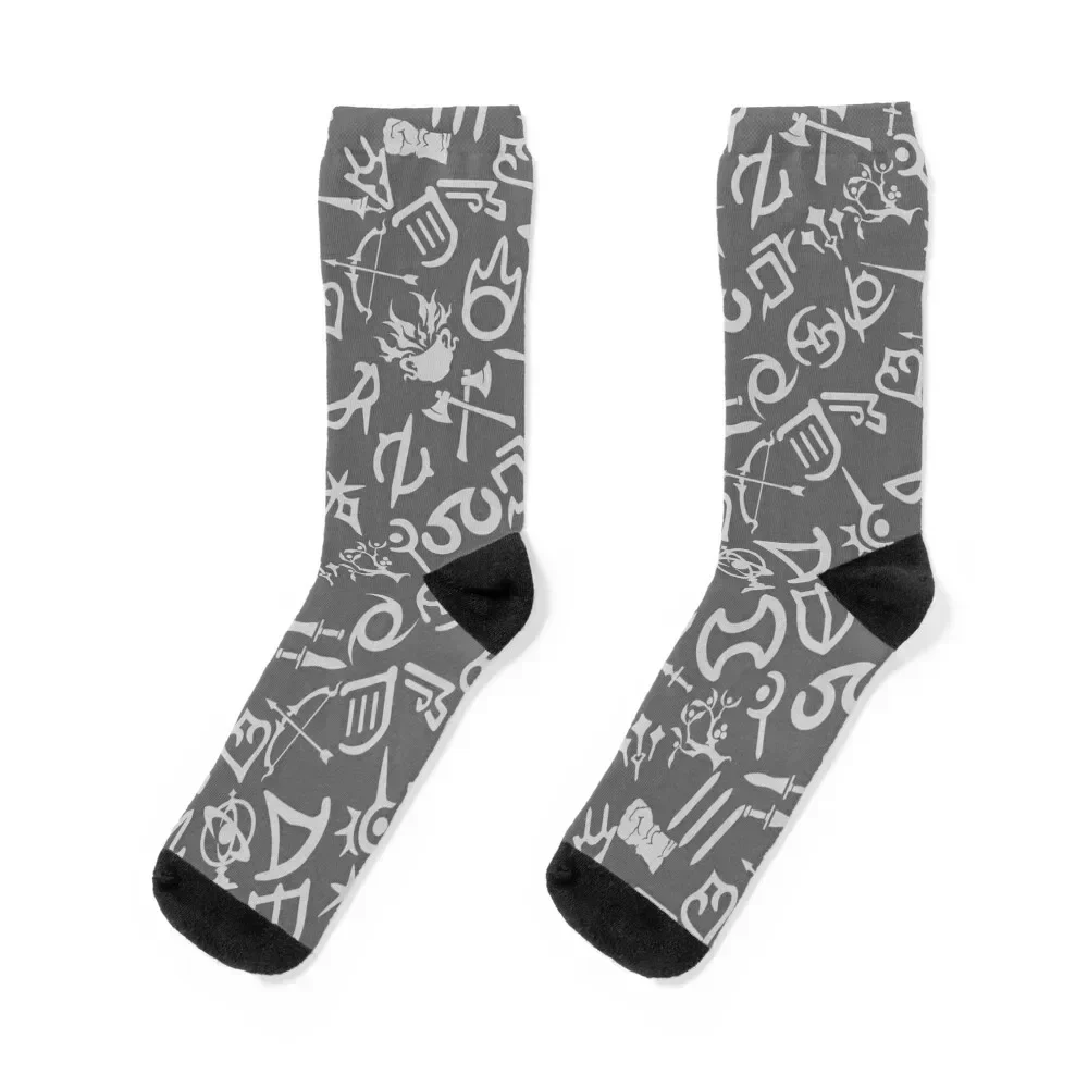 XIV Classes and Jobs Repeating - Grey Socks football compression Socks For Men Women's